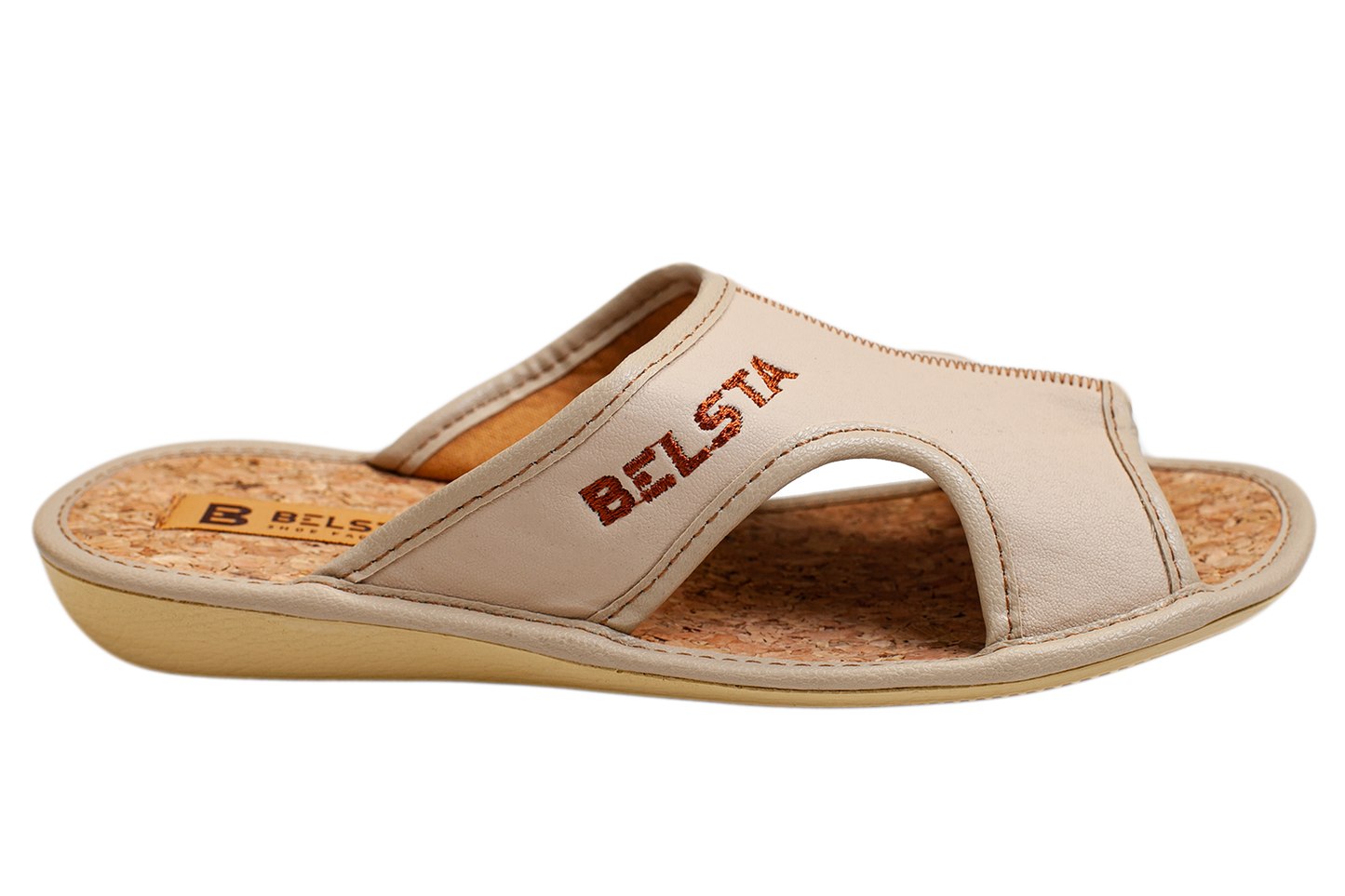 Дамски отворени пантофи BELSTA от еко кожа, украсени с бродери/Women's Open Slippers BELSTA from Eco-Leather, Decorated with Embroidery
