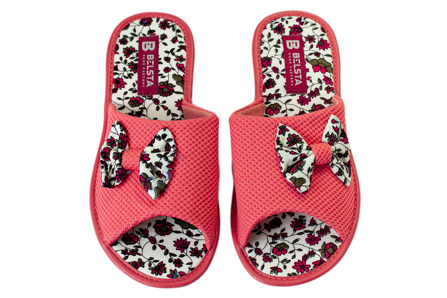 Дамски отворени пантофи BELSTA от текстил с текстилна панделка/Women's Open Slippers BELSTA from Textile with Textile Bow