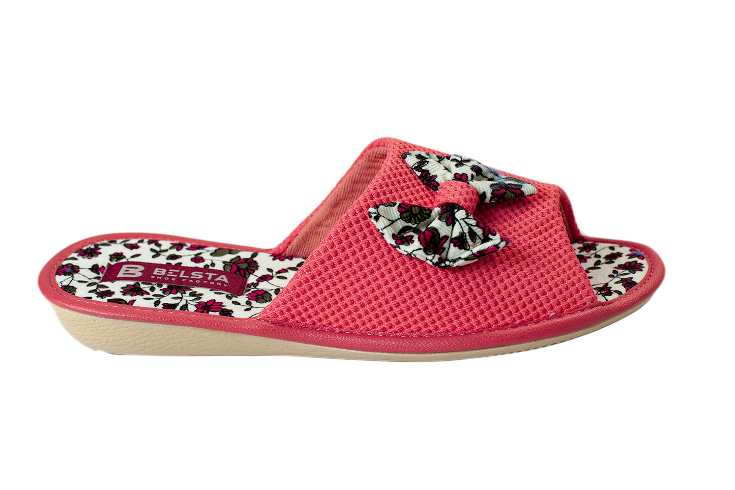 Дамски отворени пантофи BELSTA от текстил с текстилна панделка/Women's Open Slippers BELSTA from Textile with Textile Bow