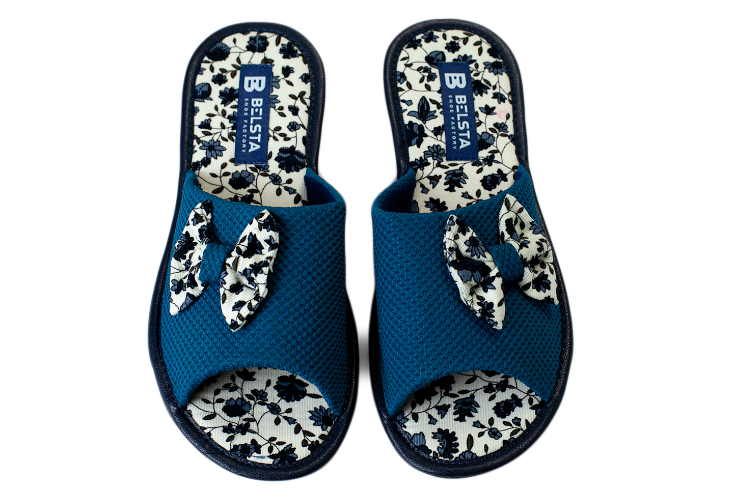 Дамски отворени пантофи BELSTA от текстил с текстилна панделка/Women's Open Slippers BELSTA from Textile with Textile Bow