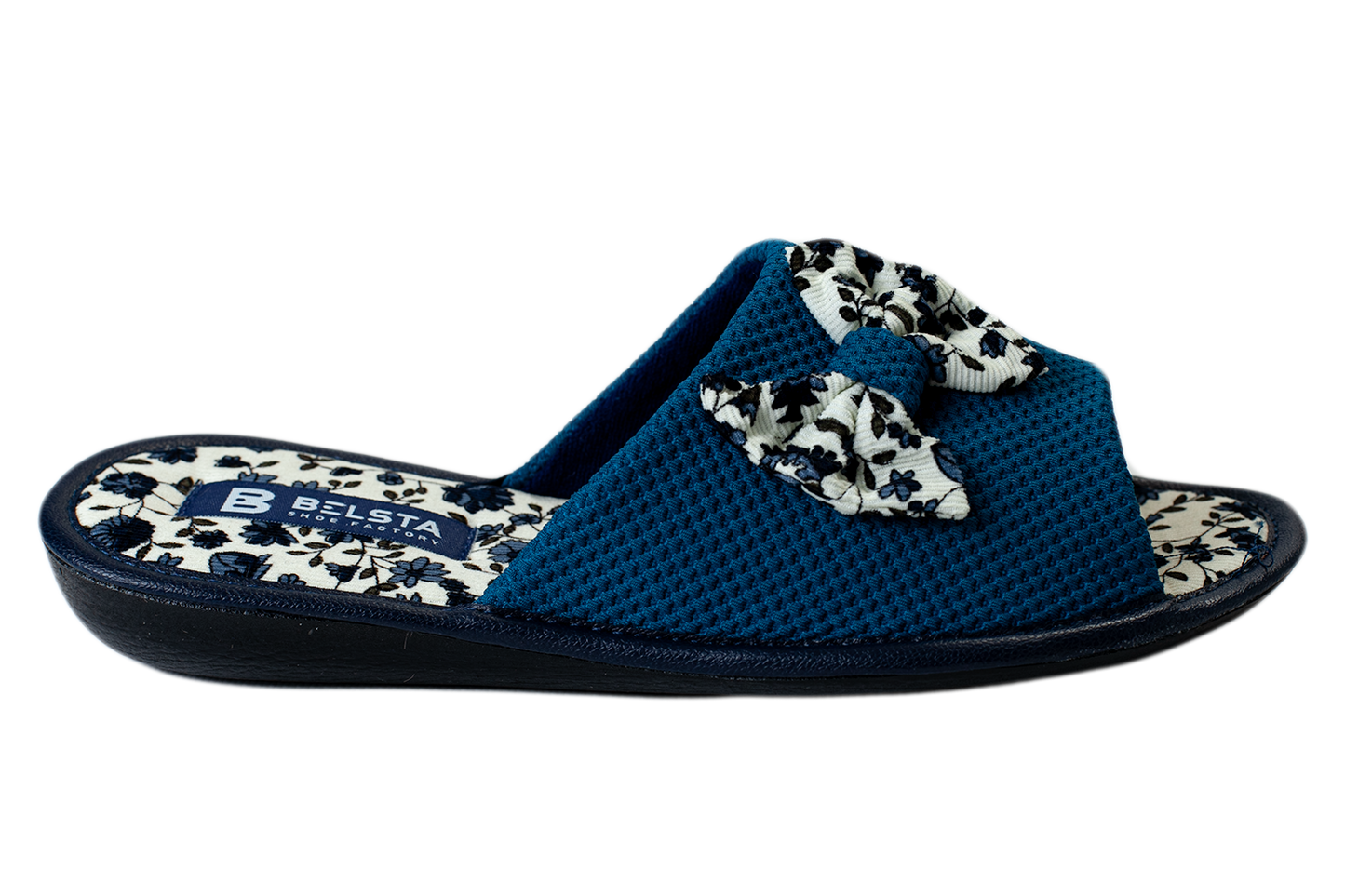 Дамски отворени пантофи BELSTA от текстил с текстилна панделка/Women's Open Slippers BELSTA from Textile with Textile Bow