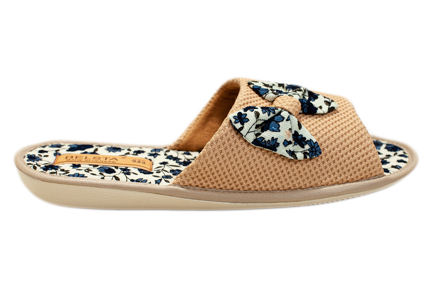 Дамски отворени пантофи BELSTA от текстил с текстилна панделка/Women's Open Slippers BELSTA from Textile with Textile Bow