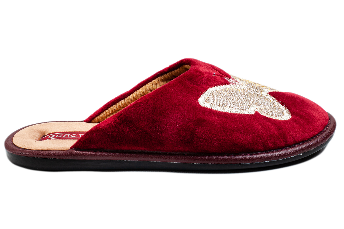 Дамски чехли BELSTA от велур с бродерия на пеперуда/Women’s BELSTA Velvet Slippers with Butterfly Embroidery