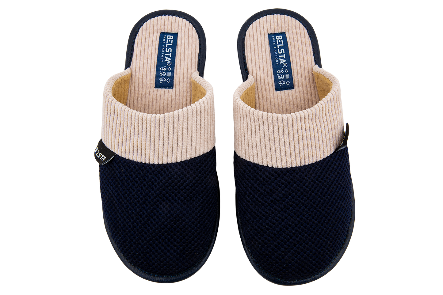 Дамски затворени чехли BELSTA от текстил с сив велветен маншет/Women’s Closed BELSTA Textile Slippers with Gray Velvet Cuff