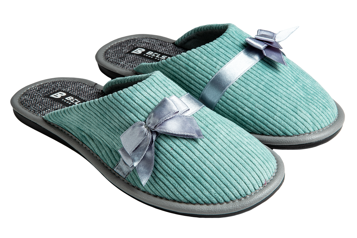 Опаковка: Дамски затворени чехли BELSTA от велвет с сатенена панделка/Size set: Women’s Closed BELSTA Corduroy Slippers with Satin Bow