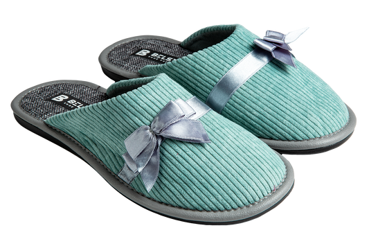 Дамски затворени чехли BELSTA от велвет с сатенена панделка/Women’s Closed BELSTA Corduroy Slippers with Satin Bow