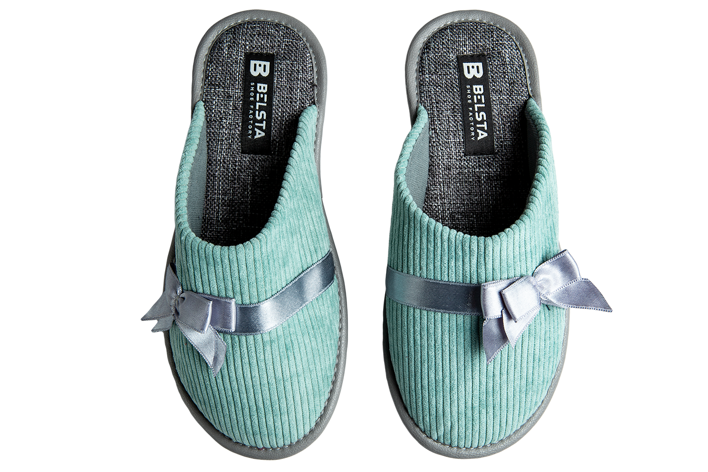 Опаковка: Дамски затворени чехли BELSTA от велвет с сатенена панделка/Size set: Women’s Closed BELSTA Corduroy Slippers with Satin Bow