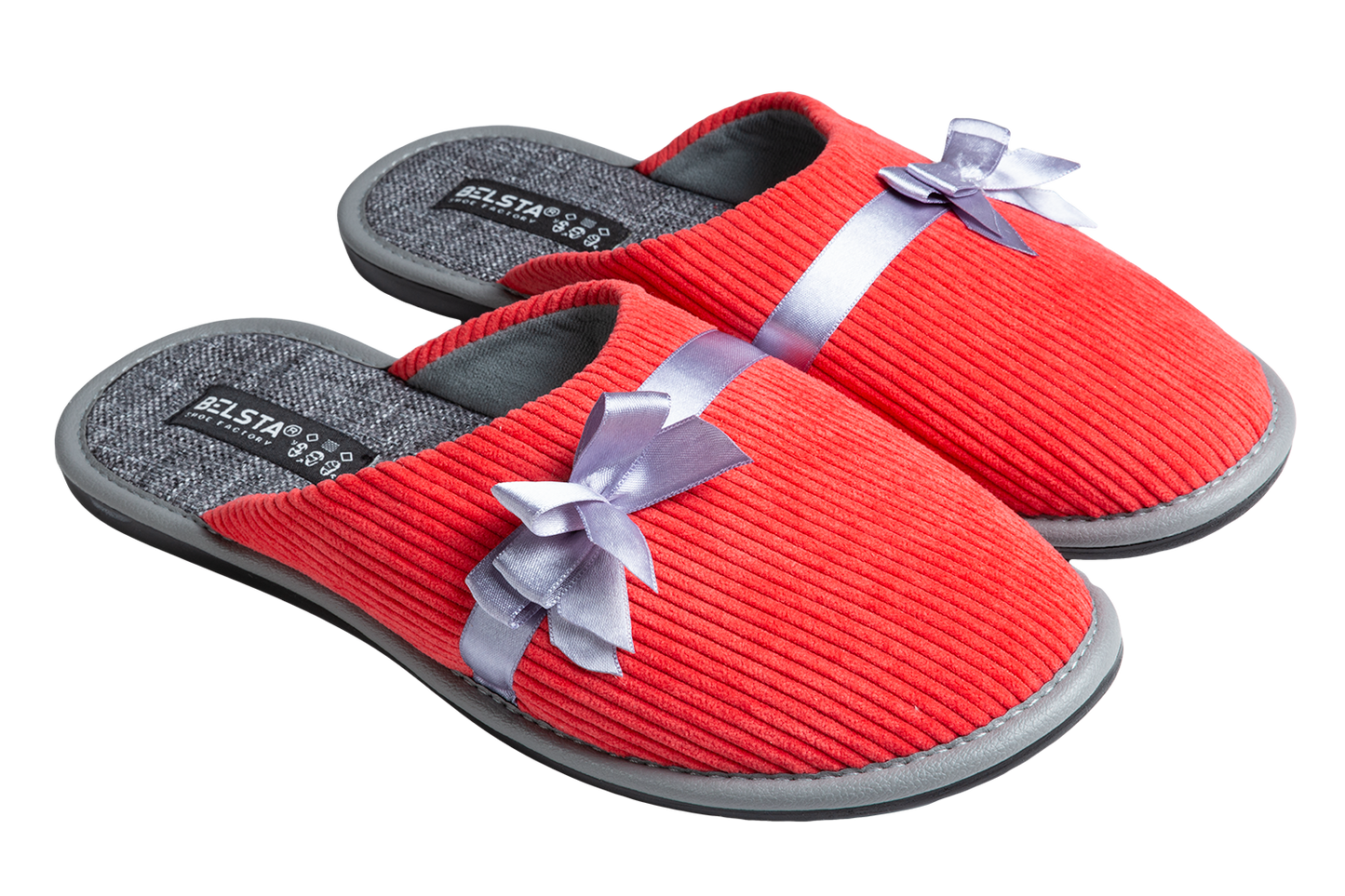 Опаковка: Дамски затворени чехли BELSTA от велвет с сатенена панделка/Size set: Women’s Closed BELSTA Corduroy Slippers with Satin Bow