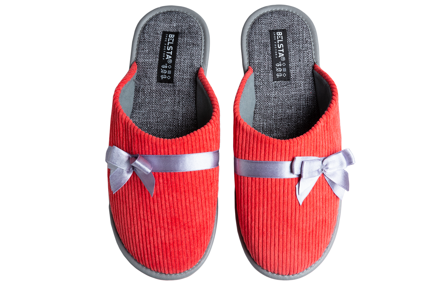 Опаковка: Дамски затворени чехли BELSTA от велвет с сатенена панделка/Size set: Women’s Closed BELSTA Corduroy Slippers with Satin Bow