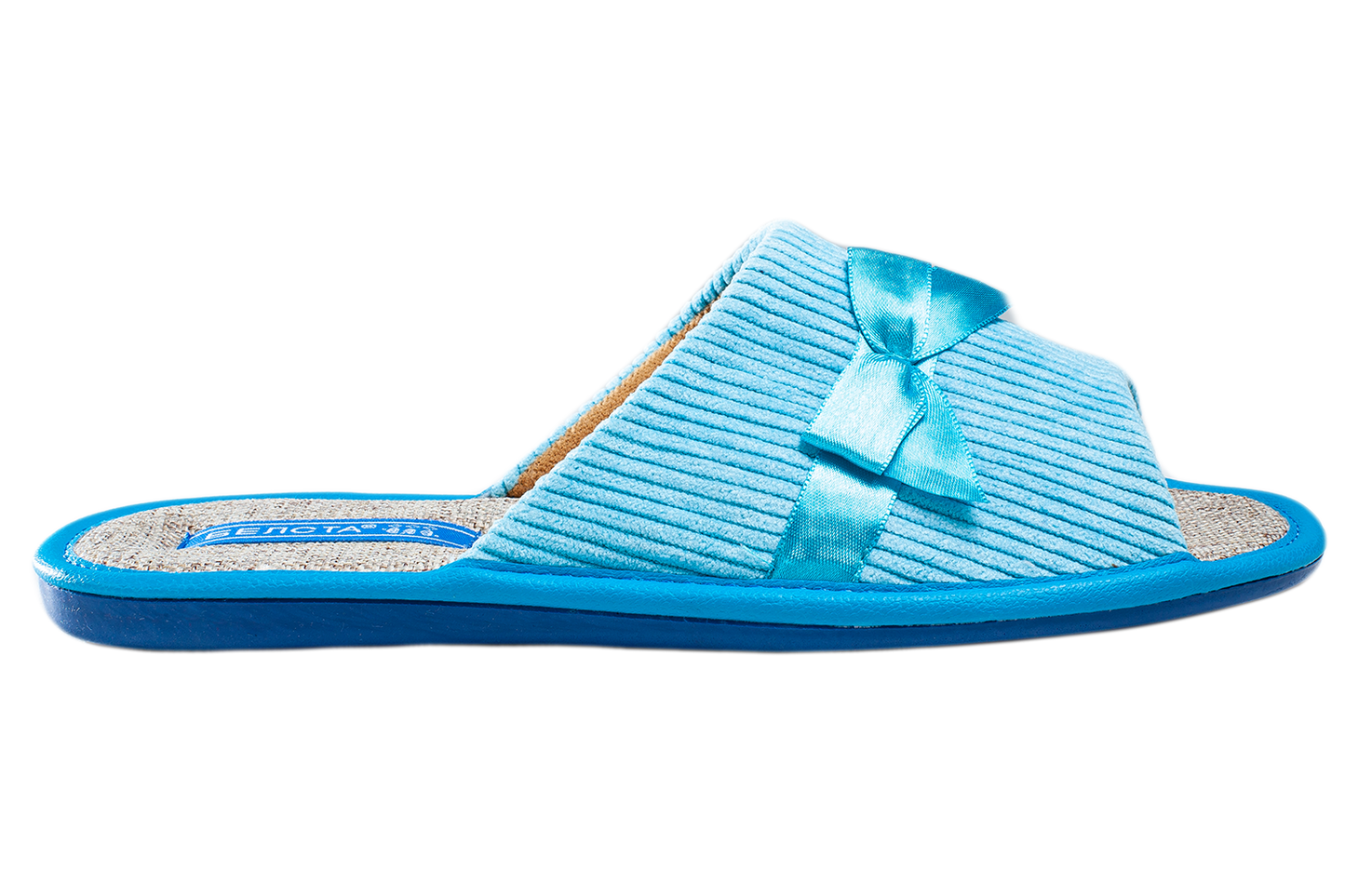 Дамски отворени пантофи BELSTA от велвет с сатенена панделка/Women's Open Slippers BELSTA from Corduroy with Satin Bow