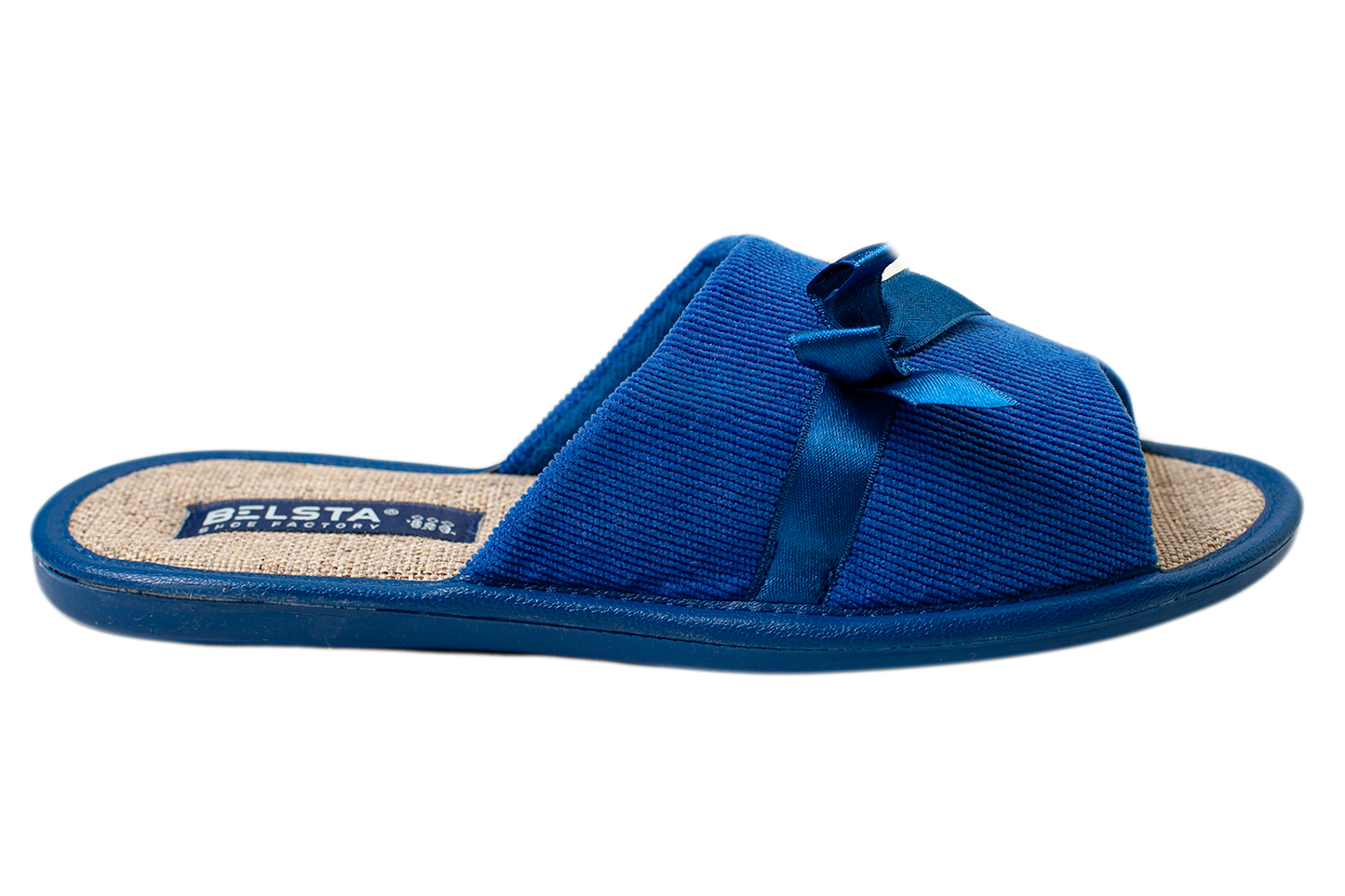 Дамски отворени пантофи BELSTA от велвет с сатенена панделка/Women's Open Slippers BELSTA from Corduroy with Satin Bow