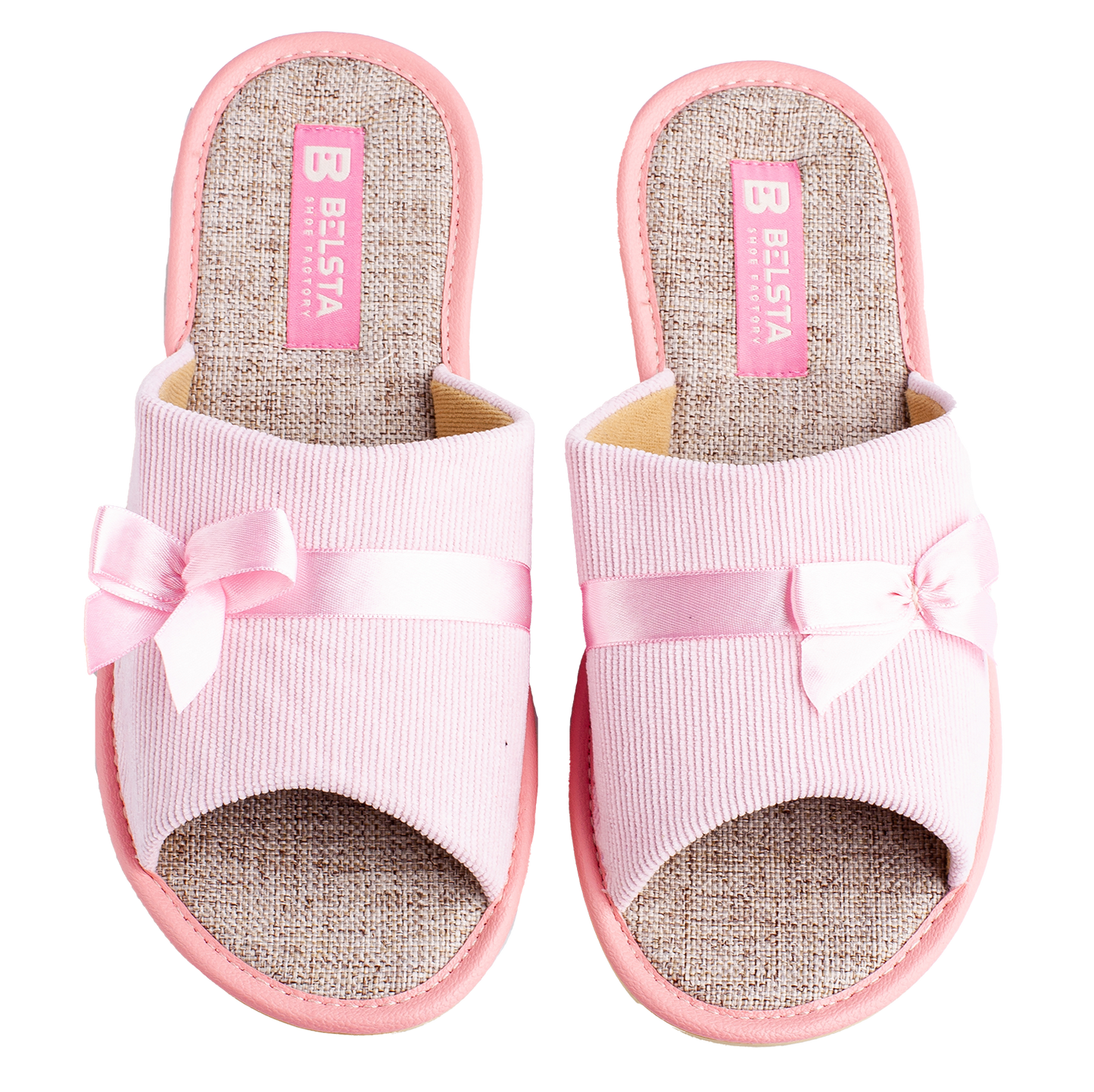 Дамски отворени пантофи BELSTA от велвет с сатенена панделка/Women's Open Slippers BELSTA from Corduroy with Satin Bow