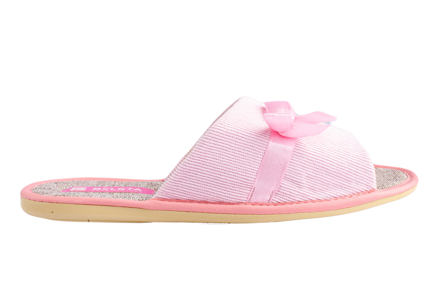 Дамски отворени пантофи BELSTA от велвет с сатенена панделка/Women's Open Slippers BELSTA from Corduroy with Satin Bow