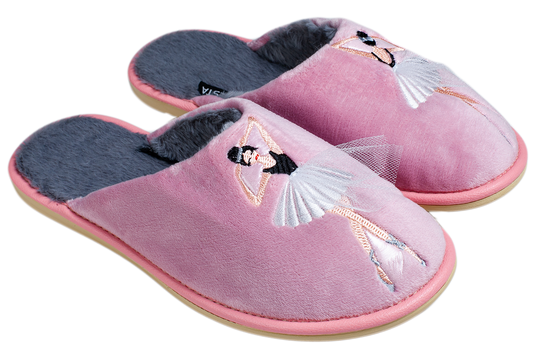 Опаковка: Дамски затворени чехли BELSTA от велур с бродерия “Балерина”/Size set: Women’s Closed BELSTA Slippers in Velvet with “Ballerina” Embroidery