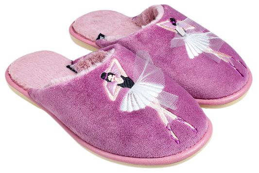 Опаковка: Дамски затворени чехли BELSTA от велур с бродерия “Балерина”/Size set: Women’s Closed BELSTA Slippers in Velvet with “Ballerina” Embroidery