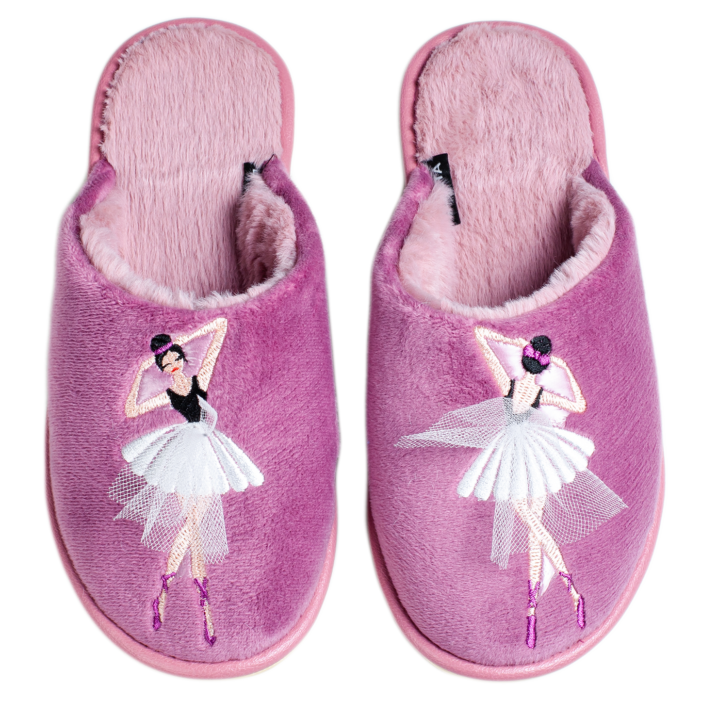 Дамски затворени чехли BELSTA от велур с бродерия “Балерина”/Women’s Closed BELSTA Slippers in Velvet with “Ballerina” Embroidery