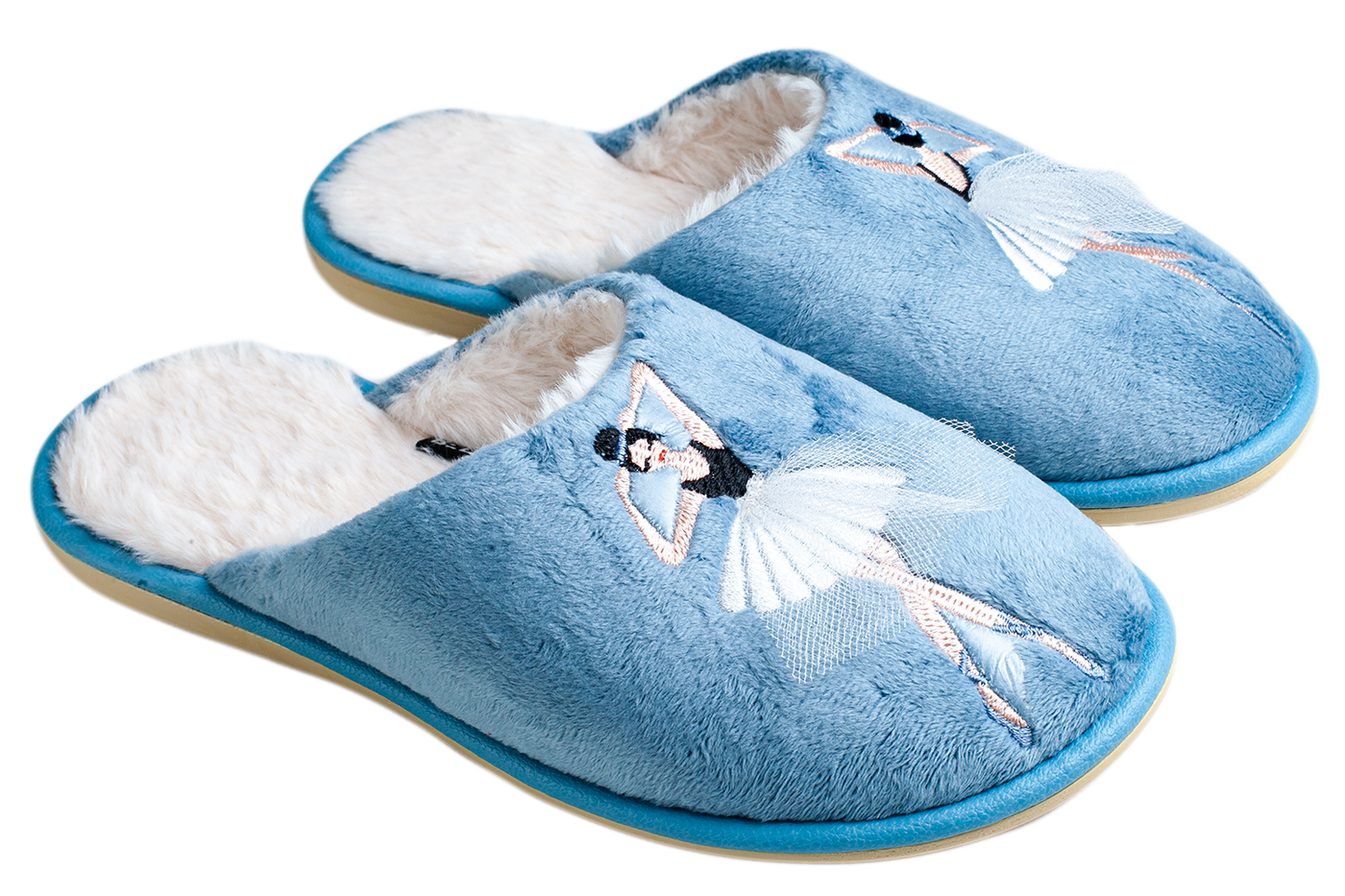 Дамски затворени чехли BELSTA от велур с бродерия “Балерина”/Women’s Closed BELSTA Slippers in Velvet with “Ballerina” Embroidery