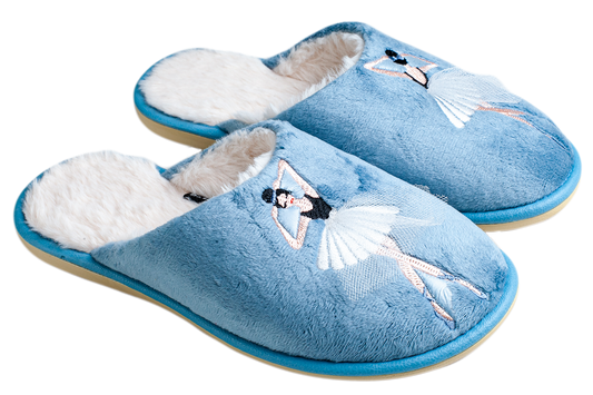 Опаковка: Дамски затворени чехли BELSTA от велур с бродерия “Балерина”/Size set: Women’s Closed BELSTA Slippers in Velvet with “Ballerina” Embroidery