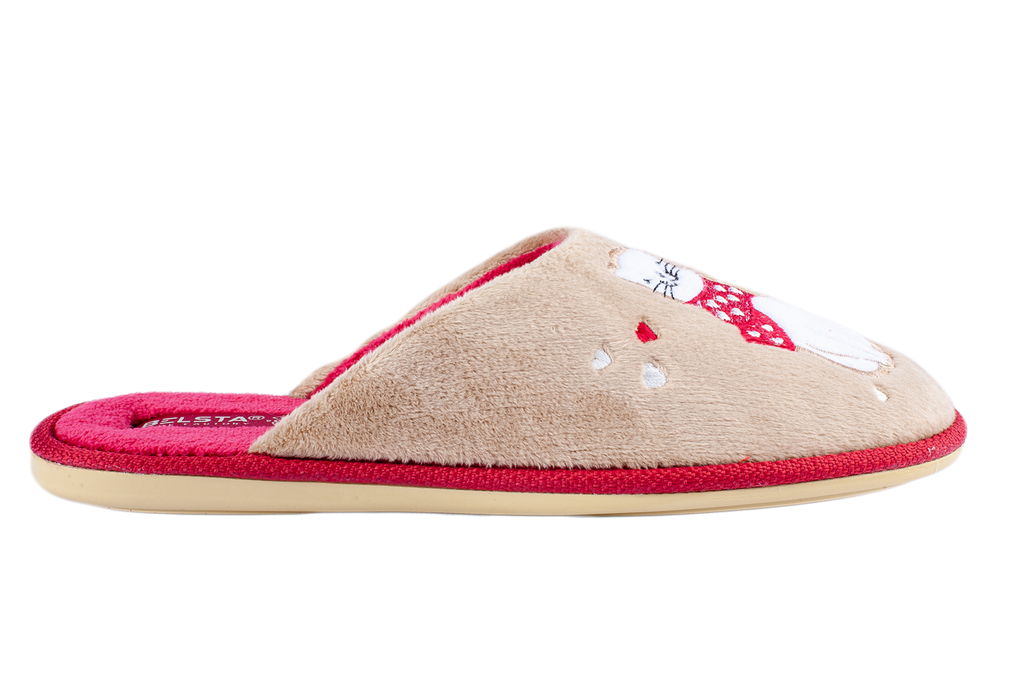 Дамски затворени чехли BELSTA от велур с бродерия “влюбено коте”/Women’s Closed BELSTA Slippers in Velvet with “Love Cat” Embroidery