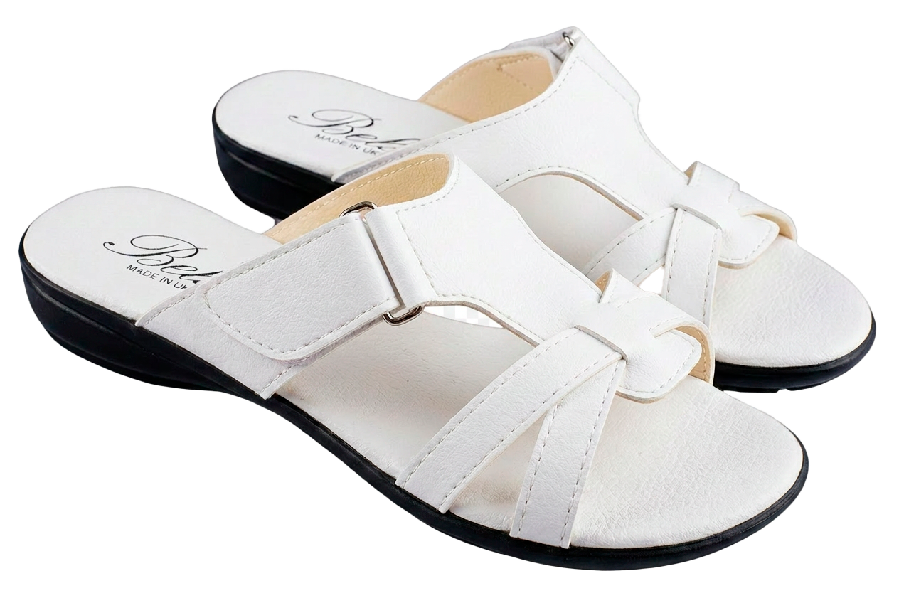 Дамски отворени чехли BELSTA от еко кожа с велкро закопчаване\Women's Open Slippers BELSTA from Eco-Leather with Velcro Fastening