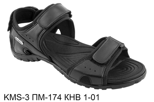 Мъжки летни сандали BELSTA от естествена кожа в черен цвят с велкро\Men’s Summer Sandals BELSTA from Genuine Leather in Black with Velcro