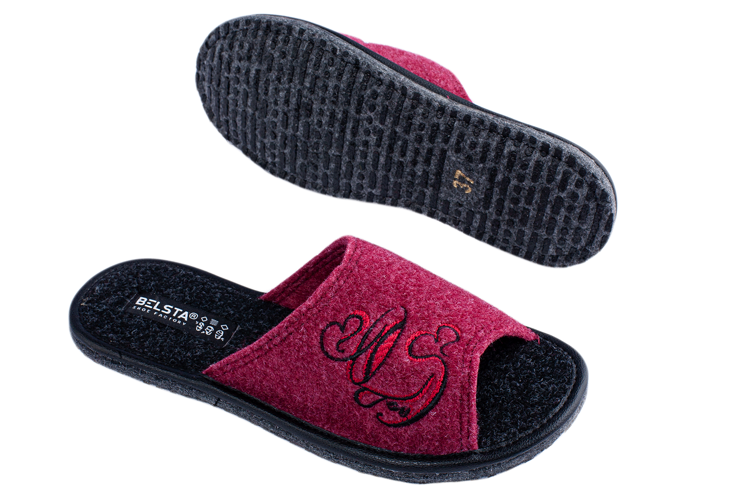Опаковка: Дамски отворени чехли BELSTA /Size set: Women’s Open Italian Felt BELSTA Slippers
