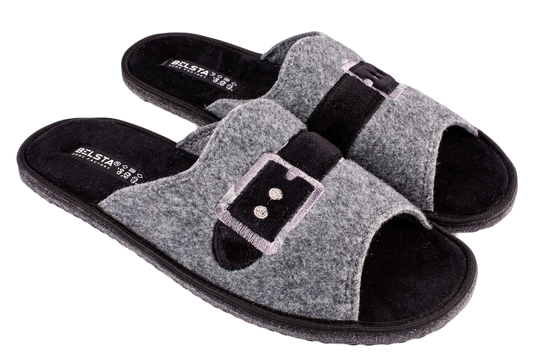 Мъжки отворени пантофи BELSTA от италиански филц с каишка и катарама/Men's Open Slippers BELSTA from Italian Felt with Strap and Buckle