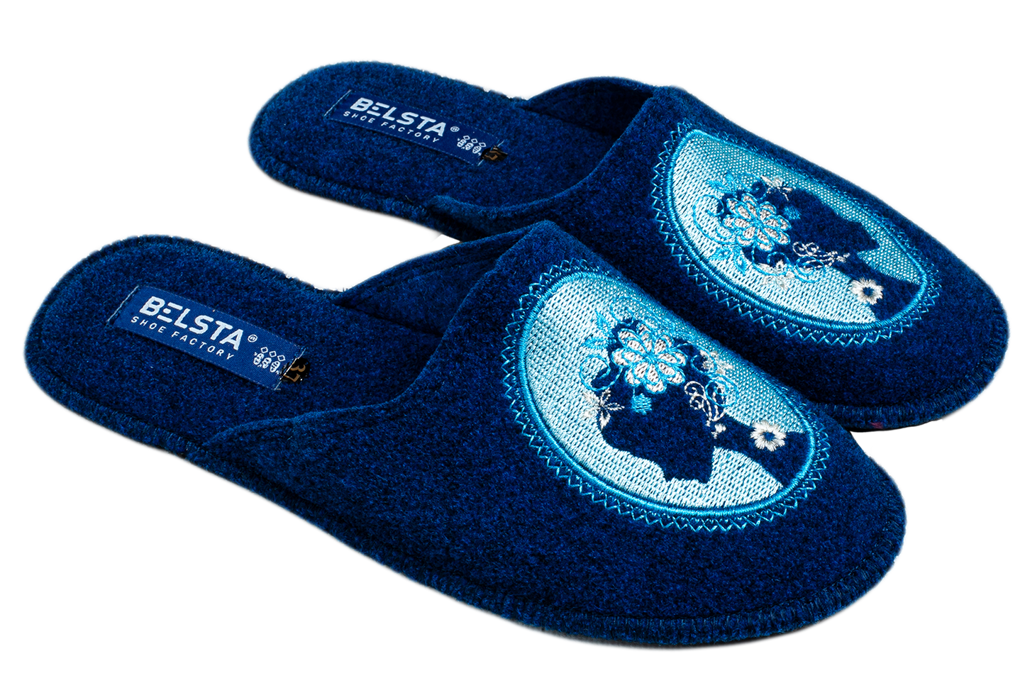 Дамски затворени пантофи BELSTA от филц с бродерия/Women's Closed Slippers BELSTA from Felt with Embroidery