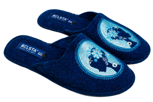 Дамски затворени пантофи BELSTA от филц с бродерия/Women's Closed Slippers BELSTA from Felt with Embroidery