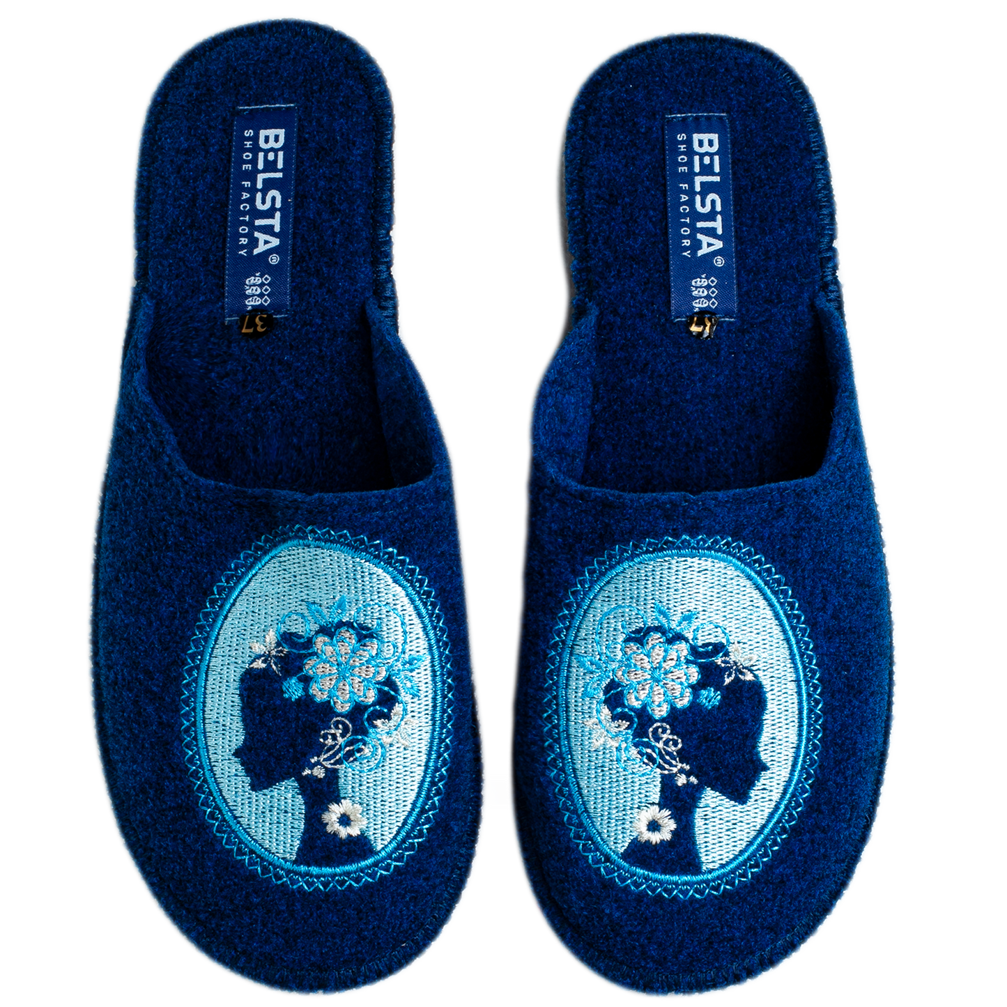 Дамски затворени пантофи BELSTA от филц с бродерия/Women's Closed Slippers BELSTA from Felt with Embroidery
