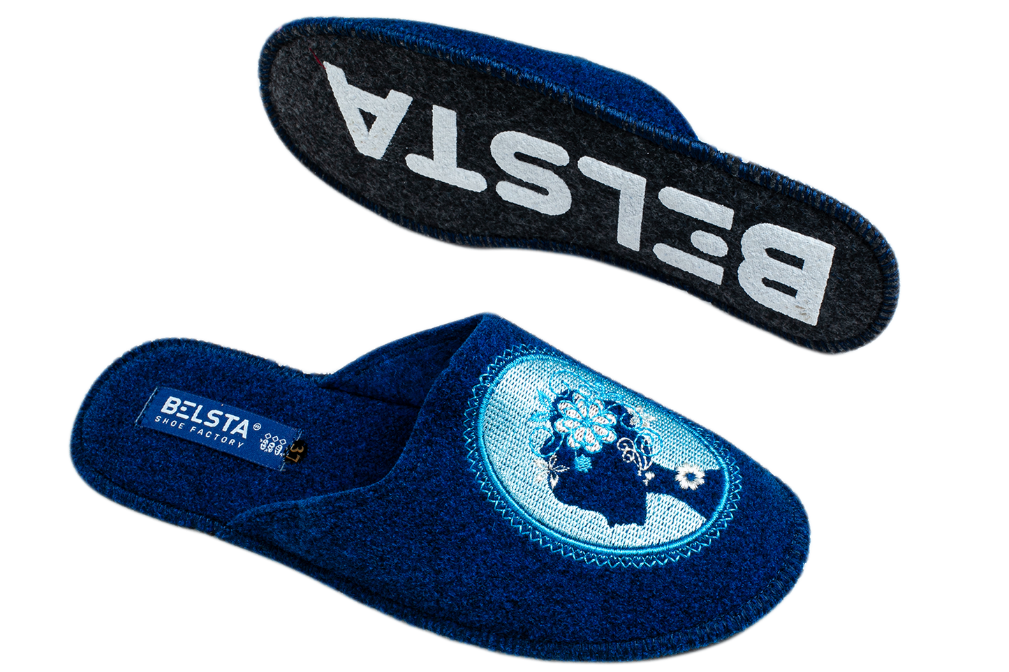 Дамски затворени пантофи BELSTA от филц с бродерия/Women's Closed Slippers BELSTA from Felt with Embroidery