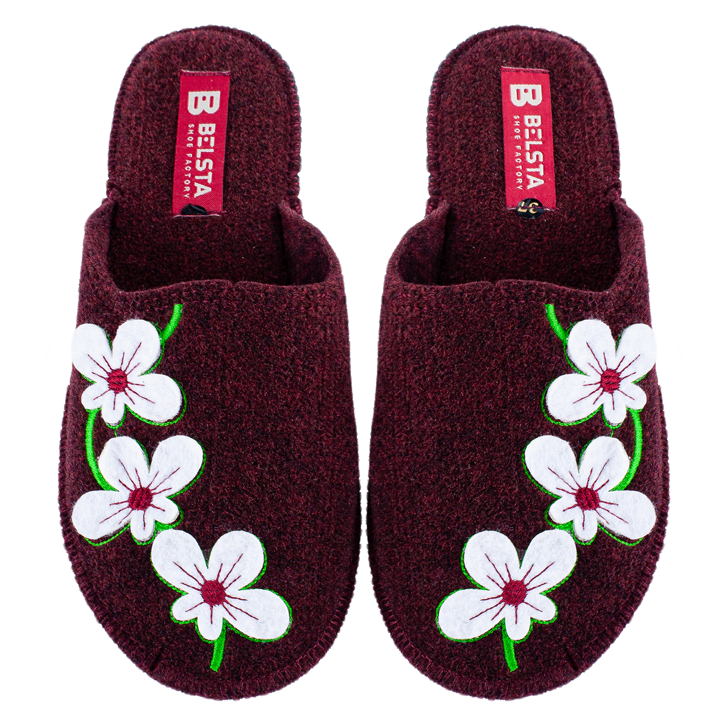 Дамски затворени пантофи BELSTA от филц с бродерия и апликация цветя/Women's Closed Slippers BELSTA from Felt with Embroidery and Flower Applique