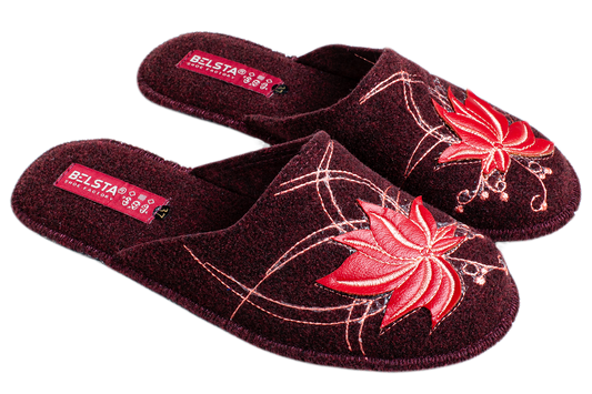 Дамски затворени пантофи BELSTA от италиански филц с бродерия/Women’s Closed Italian Felt BELSTA Slippers with Embroidery