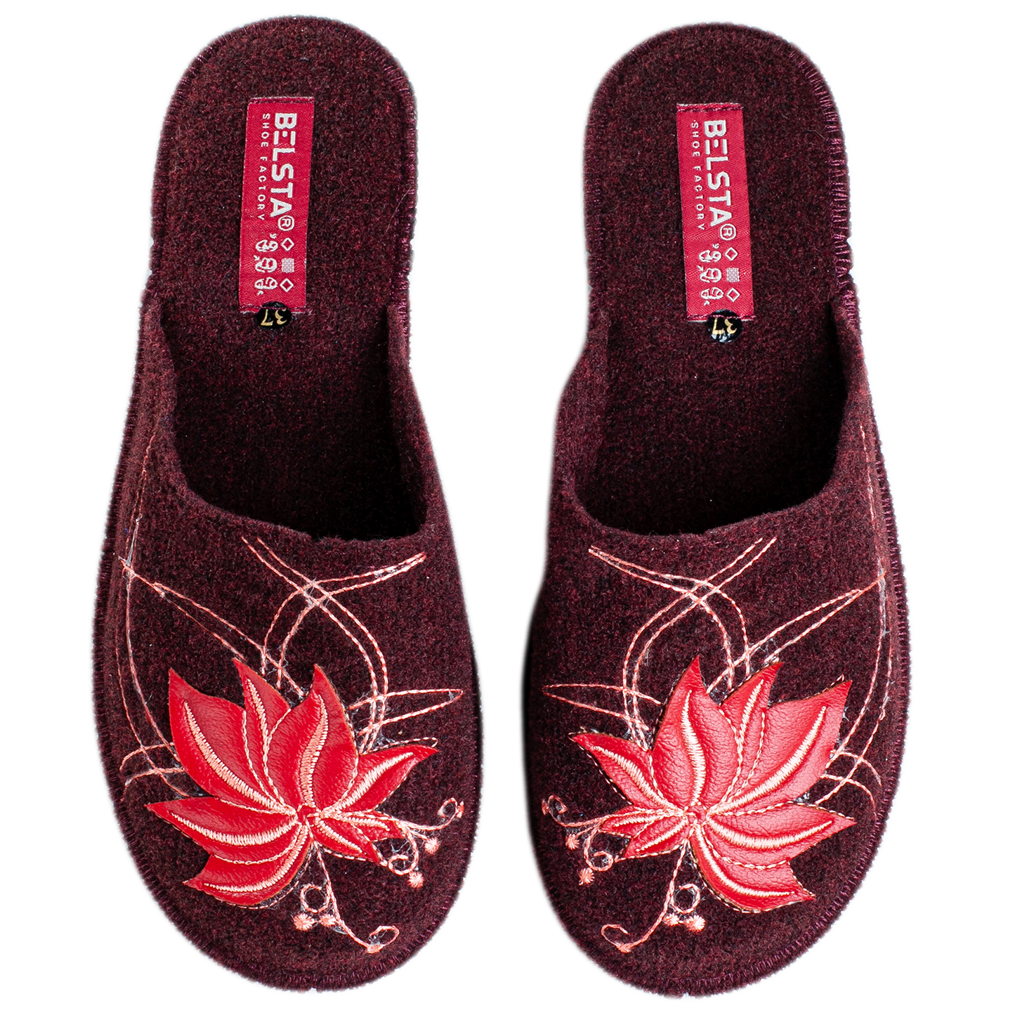 Опаковка: Дамски затворени пантофи BELSTA от италиански филц с бродерия/Size set: Women’s Closed Italian Felt BELSTA Slippers with Embroidery