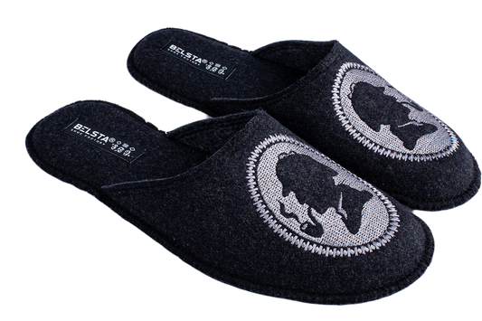 Мъжки затворени пантофи BELSTA от италиански филц с бродерия/Men's Closed Slippers BELSTA from Italian Felt with Embroidery