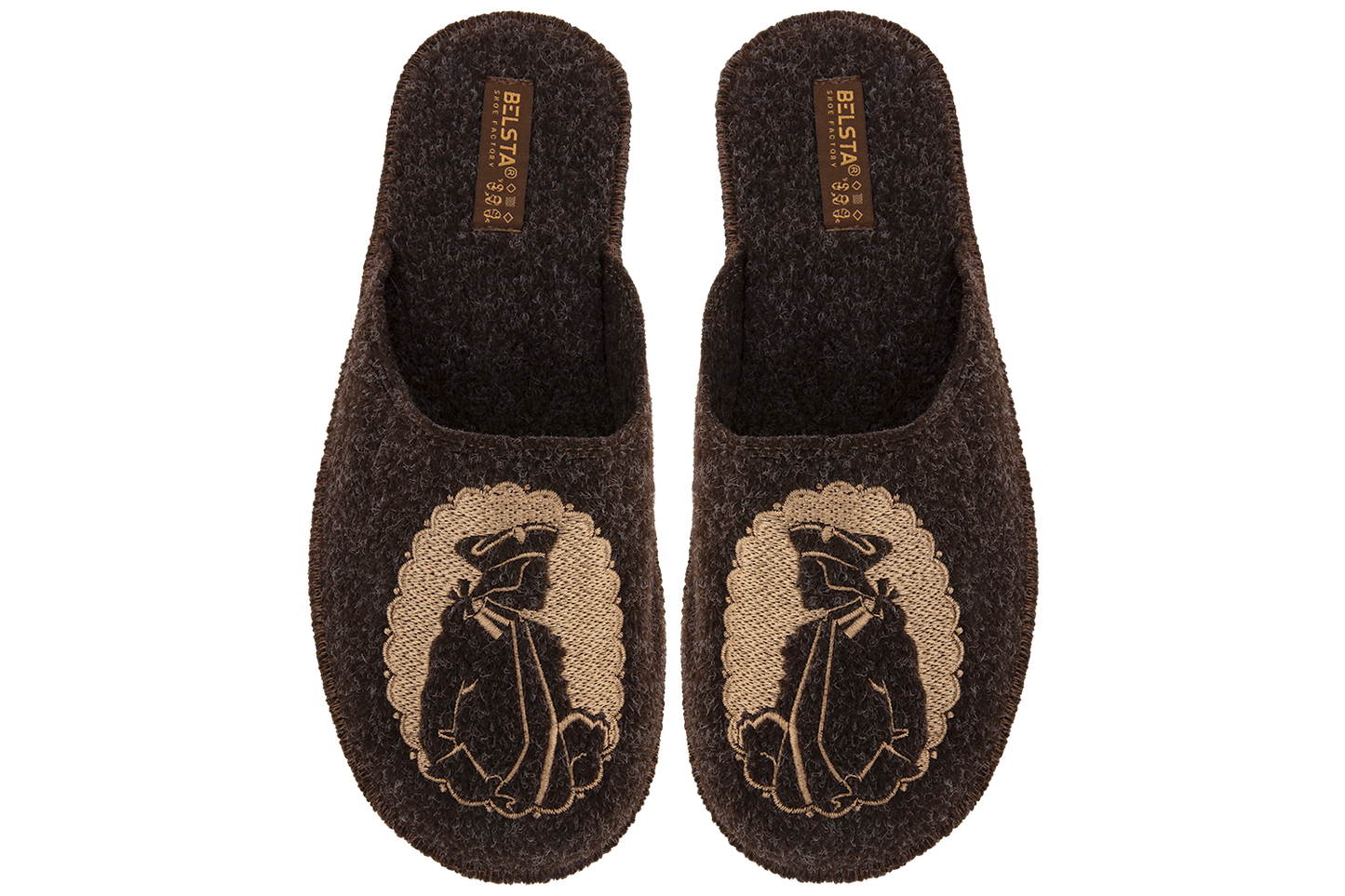 Мъжки затворени пантофи BELSTA от италиански филц с бродерия/Men's Closed Slippers BELSTA from Italian Felt with Embroidery
